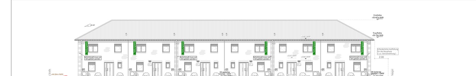 Fassadenansicht Neuer Heegen von der Straßenseite (Nordwesten)
